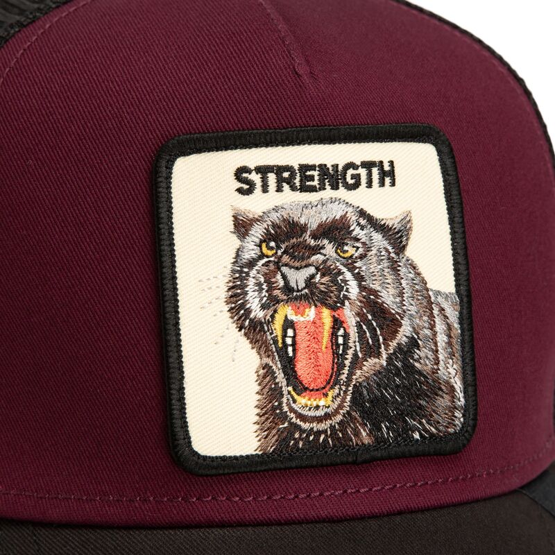 gorra-trucker-granate-y-negra-pantera-strength-panther-original-recipe-the-farm-de-goorin-bros