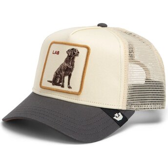 Gorra trucker crema y gris perro Shadow Lab Off The Leash The Farm de Goorin Bros.