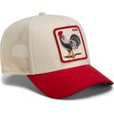 gorra-trucker-roja-y-beige-gallo-the-suede-rooster-microsuede-cock-the-farm-de-goorin-bros