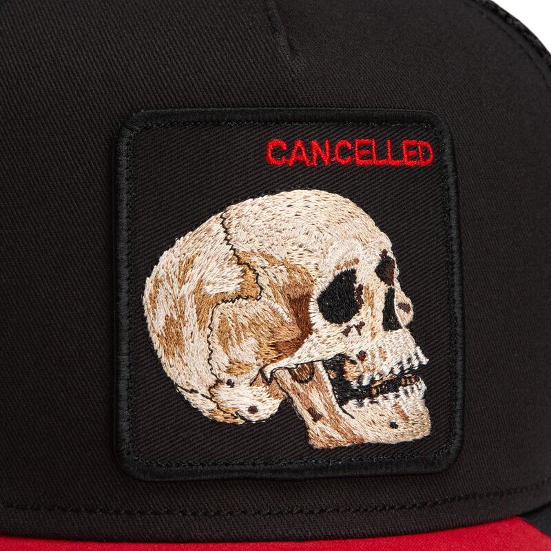 gorra-trucker-negra-y-roja-calavera-cancelled-skull-trucker-microsuede-the-farm-de-goorin-bros gorra-trucker-negra-y-roja-calavera-cancelled-skull-trucker-microsuede-the-farm-de-goorin-bros