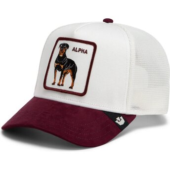 Gorra trucker blanca y granate rottweiler Suede Alpha Microsuede The Farm de Goorin Bros.