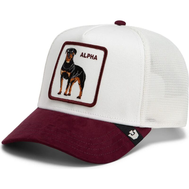 gorra-trucker-blanca-y-granate-rottweiler-suede-alpha-microsuede-the-farm-de-goorin-bros gorra-trucker-blanca-y-granate-rottweiler-suede-alpha-microsuede-the-farm-de-goorin-bros