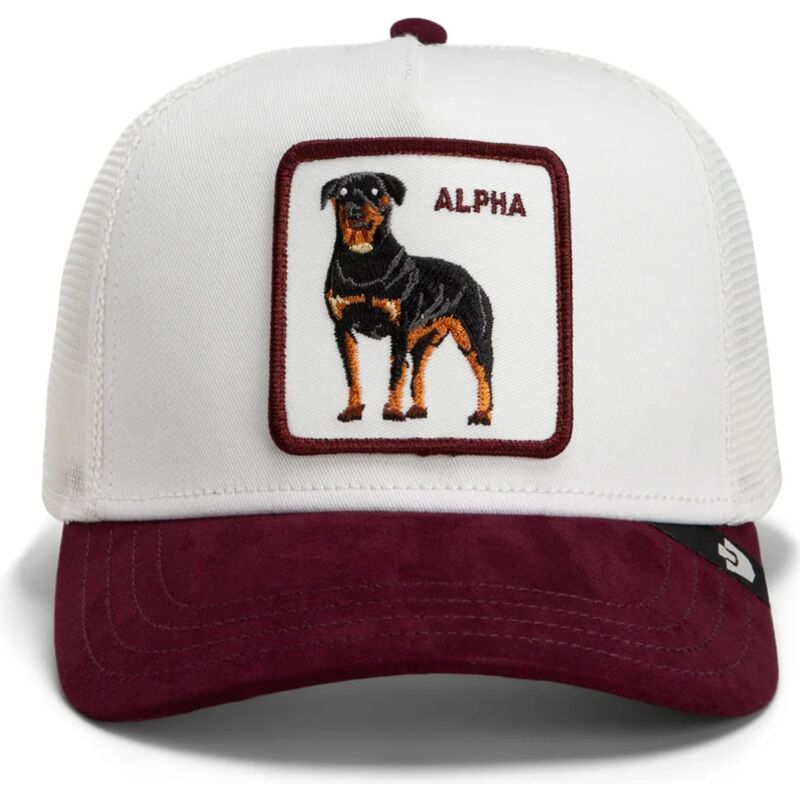 gorra-trucker-blanca-y-granate-rottweiler-suede-alpha-microsuede-the-farm-de-goorin-bros gorra-trucker-blanca-y-granate-rottweiler-suede-alpha-microsuede-the-farm-de-goorin-bros
