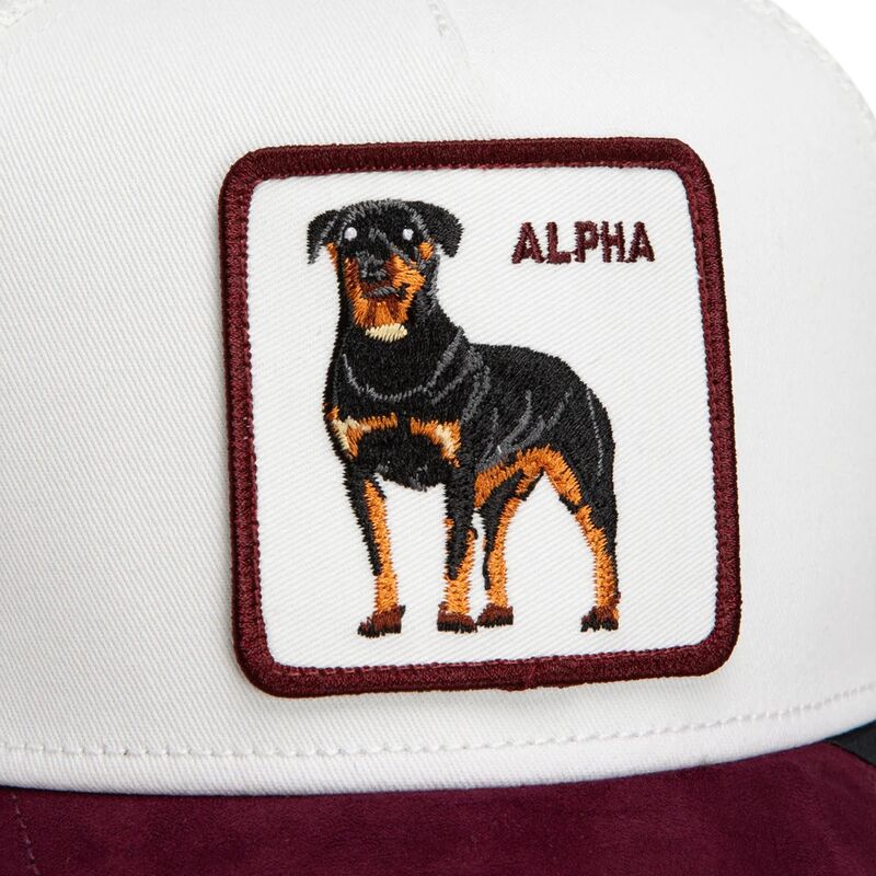 gorra-trucker-blanca-y-granate-rottweiler-suede-alpha-microsuede-the-farm-de-goorin-bros gorra-trucker-blanca-y-granate-rottweiler-suede-alpha-microsuede-the-farm-de-goorin-bros