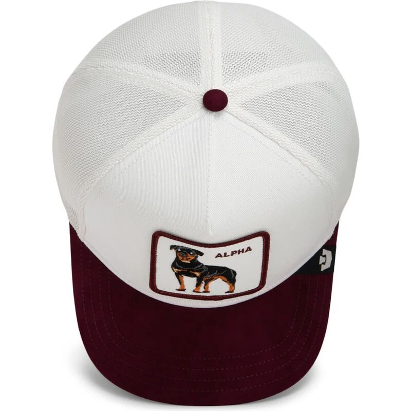 gorra-trucker-blanca-y-granate-rottweiler-suede-alpha-microsuede-the-farm-de-goorin-bros gorra-trucker-blanca-y-granate-rottweiler-suede-alpha-microsuede-the-farm-de-goorin-bros