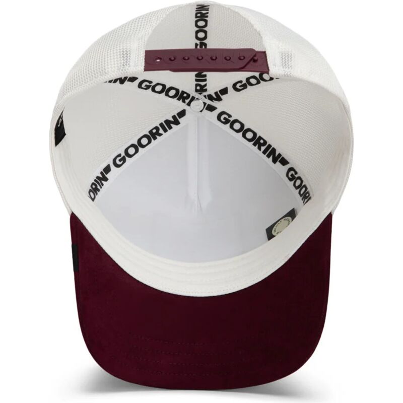 gorra-trucker-blanca-y-granate-rottweiler-suede-alpha-microsuede-the-farm-de-goorin-bros gorra-trucker-blanca-y-granate-rottweiler-suede-alpha-microsuede-the-farm-de-goorin-bros