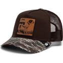 gorra-trucker-marron-y-camuflaje-perro-engraved-dog-camo-glitch-the-farm-de-goorin-bros