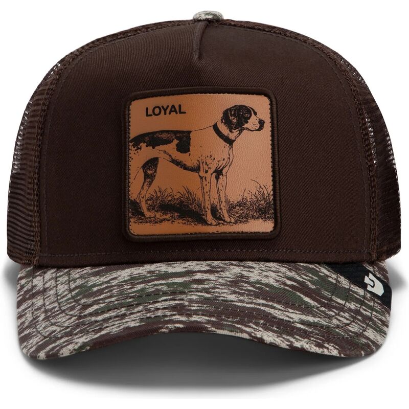 gorra-trucker-marron-y-camuflaje-perro-engraved-dog-camo-glitch-the-farm-de-goorin-bros