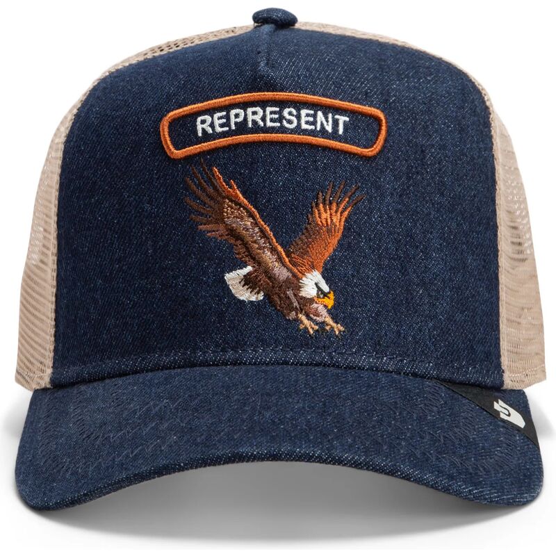 gorra-trucker-azul-marino-y-beige-aguila-represent-rocker-denim-after-dark-the-farm-de-goorin-bros