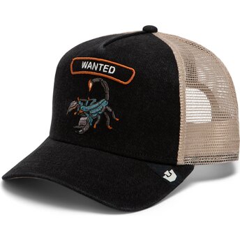 Gorra trucker negra y beige escorpión Wanted Rocker Denim After Dark The Farm de Goorin Bros.
