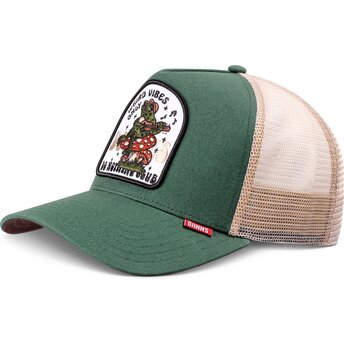 Gorra trucker verde y beige HFT Do Nothing Club Weird Vibes Frog de Djinns