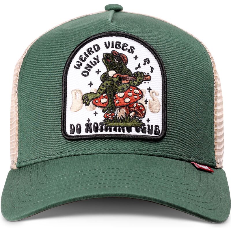 gorra-trucker-verde-y-beige-hft-do-nothing-club-weird-vibes-frog-de-djinns
