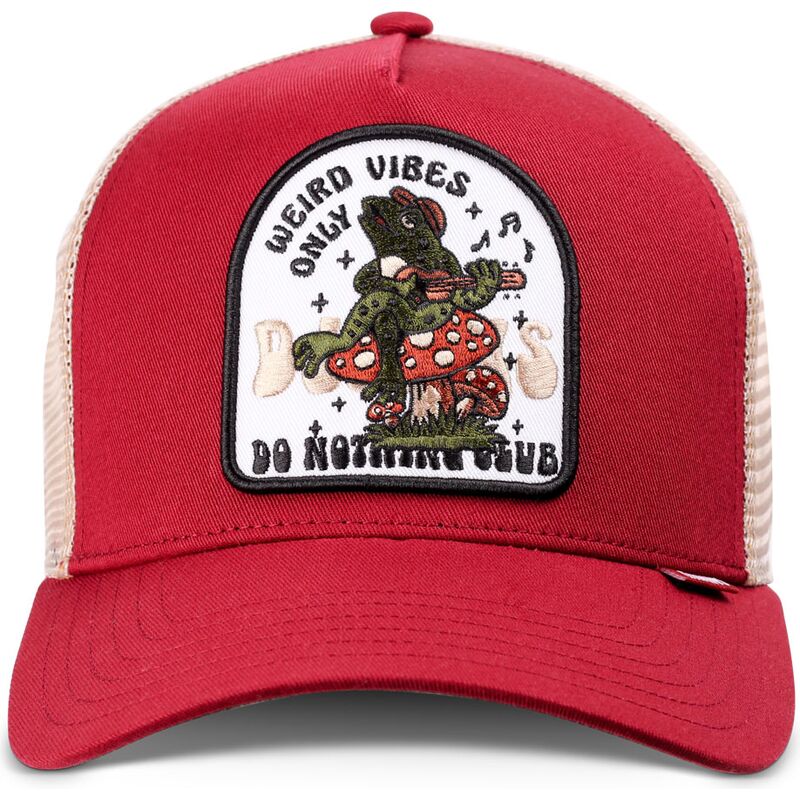 gorra-trucker-roja-y-beige-hft-do-nothing-club-weird-vibes-frog-de-djinns gorra-trucker-roja-y-beige-hft-do-nothing-club-weird-vibes-frog-de-djinns