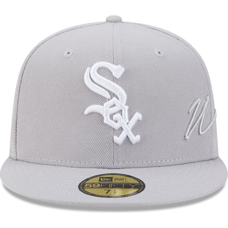 new-era-flat-brim-59fifty-side-script-chicago-white-sox-mlb-grey-fitted-cap new-era-flat-brim-59fifty-side-script-chicago-white-sox-mlb-grey-fitted-cap