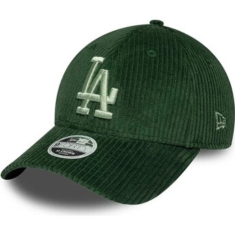 Gorra curva verde snapback para mujer con logo verde 9FORTY M-Crown Chunky Cord de Los Angeles Dodgers MLB de New Era