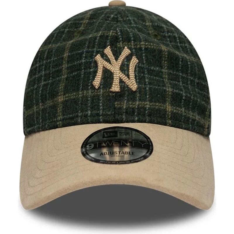 new-era-curved-brim-9twenty-mix-check-new-york-yankees-mlb-green-and-beige-adjustable-cap