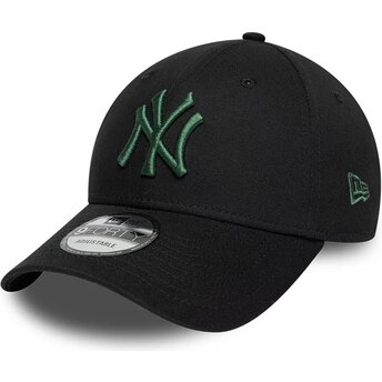 Gorra curva negra ajustable con logo verde oscuro 9FORTY League Essential de New York Yankees MLB de New Era