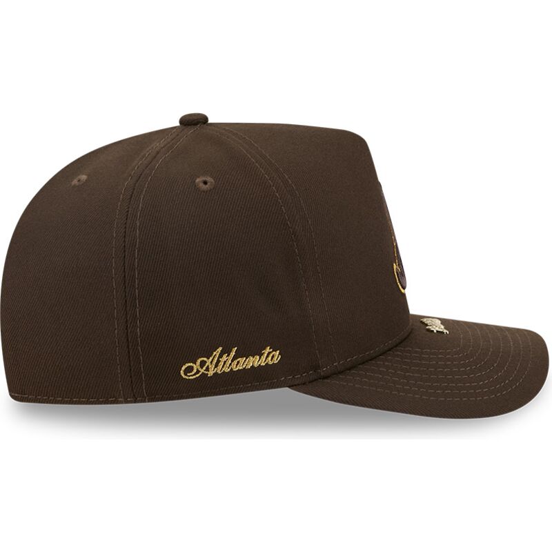 new-era-curved-brim-9fifty-a-frame-precurved-visor-pin-atlanta-braves-mlb-brown-snapback-cap