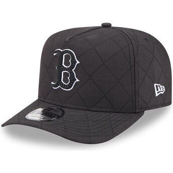 Gorra curva negra snapback con logo negro 9FIFTY A Frame Precurved Checkered de Boston Red Sox MLB de New Era