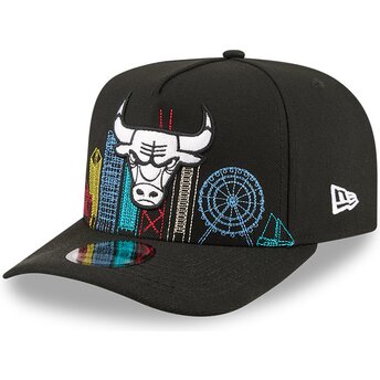 New Era Curved Brim 9FIFTY A Frame Precurved Skyline Chicago Bulls NBA Black Snapback Cap