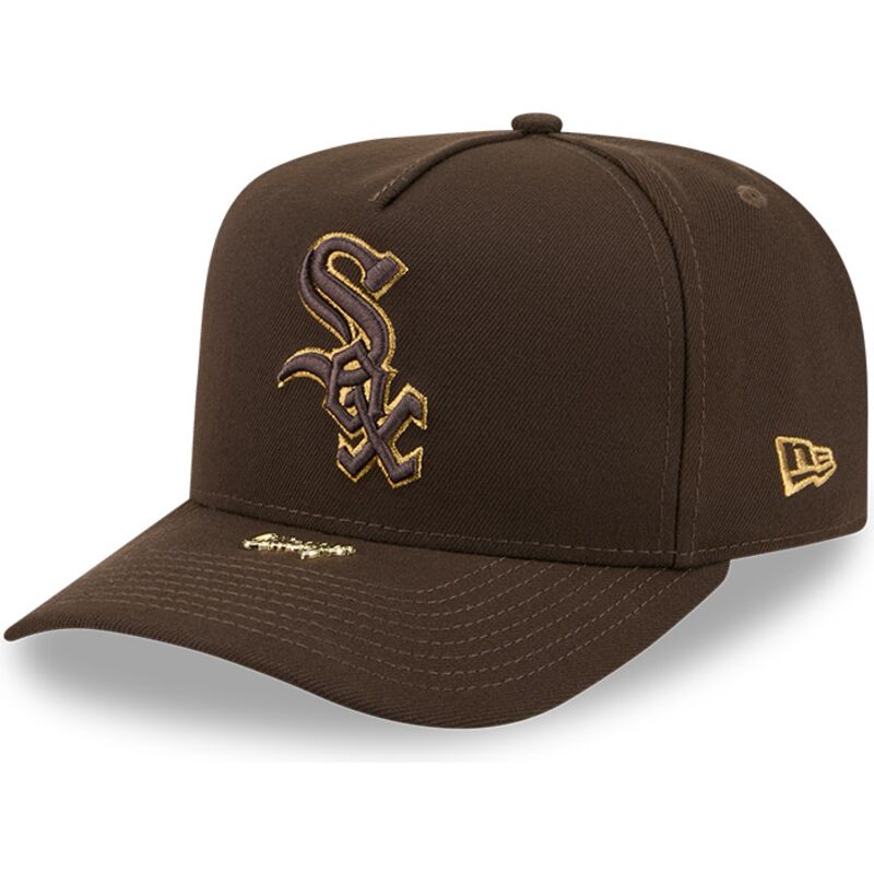 new-era-curved-brim-9fifty-a-frame-precurved-visor-pin-chicago-white-sox-mlb-brown-snapback-cap new-era-curved-brim-9fifty-a-frame-precurved-visor-pin-chicago-white-sox-mlb-brown-snapback-cap