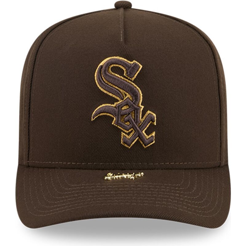 new-era-curved-brim-9fifty-a-frame-precurved-visor-pin-chicago-white-sox-mlb-brown-snapback-cap new-era-curved-brim-9fifty-a-frame-precurved-visor-pin-chicago-white-sox-mlb-brown-snapback-cap