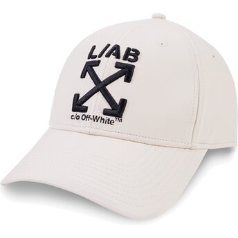 L/AB c/o Off-White™ Curved Brim Clamp Arrows PU Leather Beige Adjustable Cap
