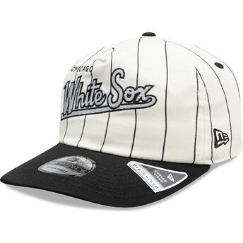 Gorra curva negra y blanca snapback 19TWENTY Pinstripe de Chicago White Sox MLB de New Era