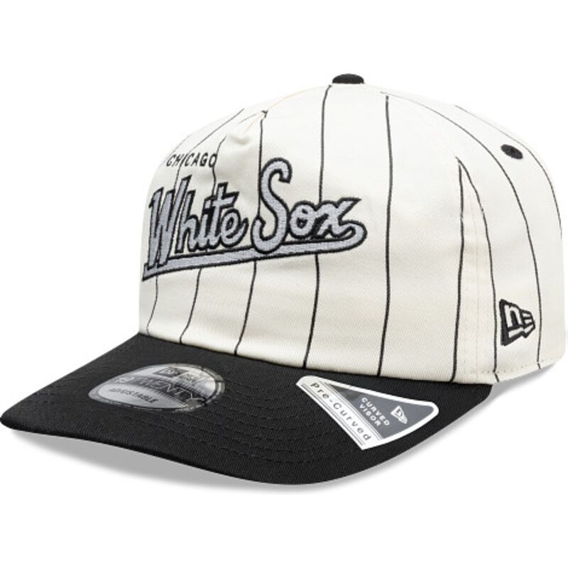 new-era-curved-brim-19twenty-pinstripe-chicago-white-sox-mlb-black-and-white-snapback-cap new-era-curved-brim-19twenty-pinstripe-chicago-white-sox-mlb-black-and-white-snapback-cap