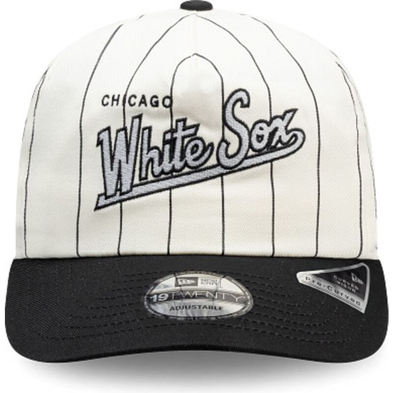 new-era-curved-brim-19twenty-pinstripe-chicago-white-sox-mlb-black-and-white-snapback-cap new-era-curved-brim-19twenty-pinstripe-chicago-white-sox-mlb-black-and-white-snapback-cap