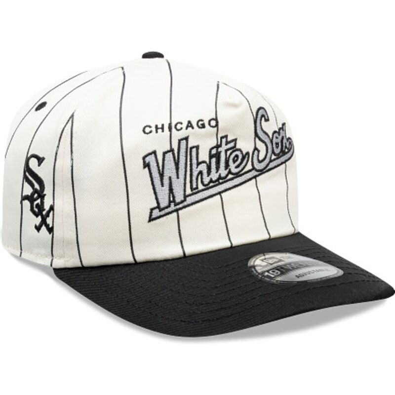 new-era-curved-brim-19twenty-pinstripe-chicago-white-sox-mlb-black-and-white-snapback-cap new-era-curved-brim-19twenty-pinstripe-chicago-white-sox-mlb-black-and-white-snapback-cap
