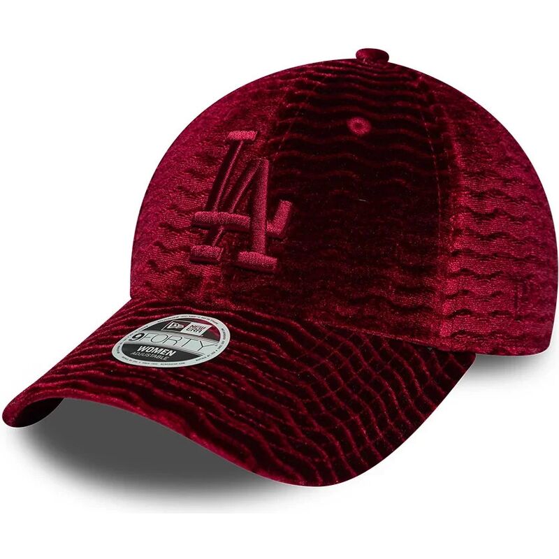 new-era-curved-brim-women-red-logo-9forty-velour-los-angeles-dodgers-mlb-red-adjustable-cap