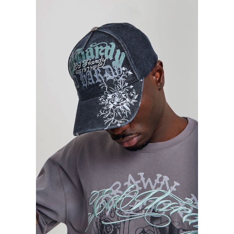 gorra-curva-negra-ajustable-distressed-floral-gothic-de-ed-hardy