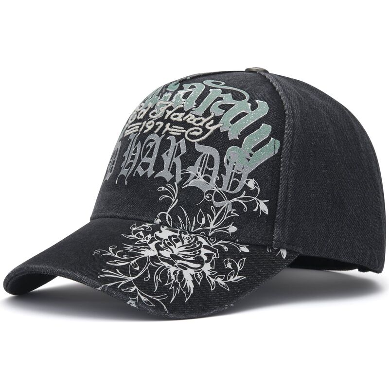 gorra-curva-negra-ajustable-distressed-floral-gothic-de-ed-hardy