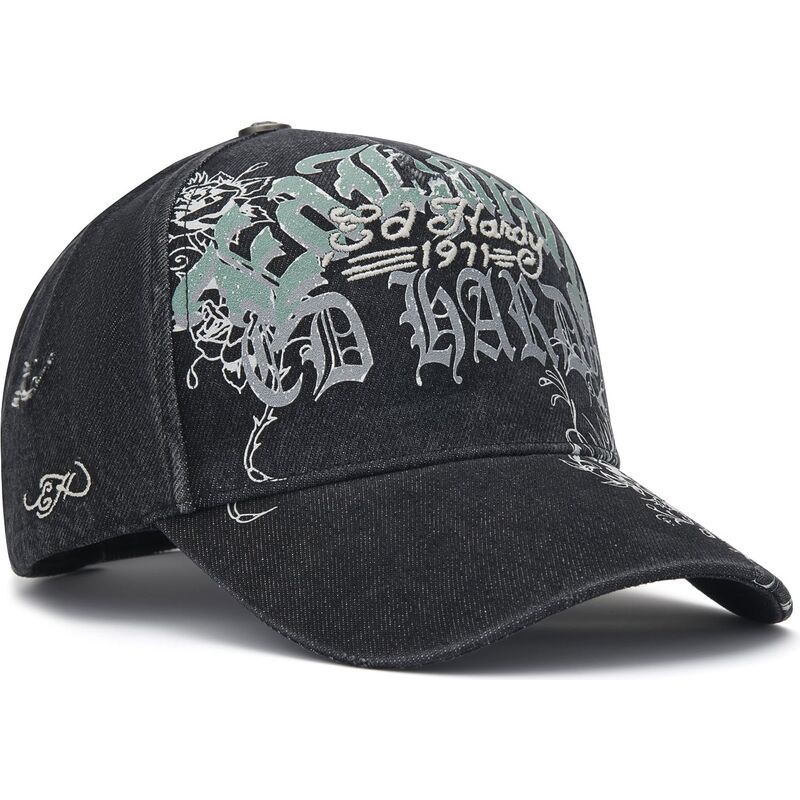 gorra-curva-negra-ajustable-distressed-floral-gothic-de-ed-hardy