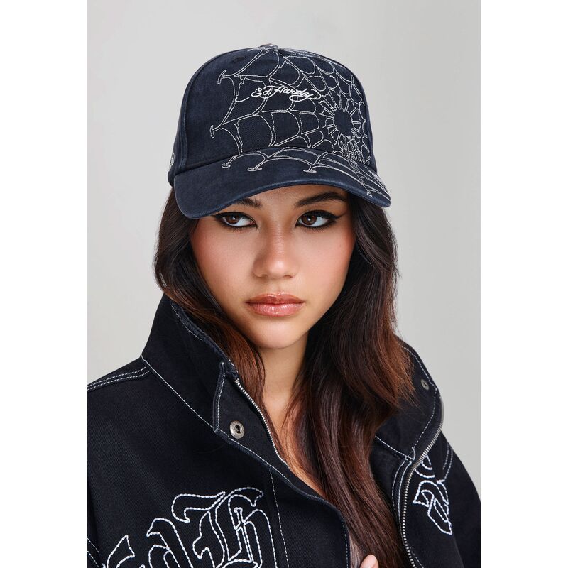 gorra-curva-negra-y-blanca-ajustable-spiderweb-de-ed-hardy
