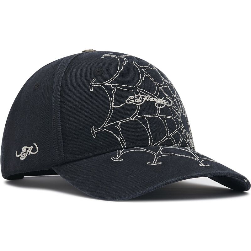 gorra-curva-negra-y-blanca-ajustable-spiderweb-de-ed-hardy