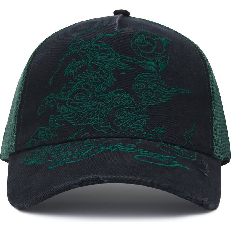 gorra-trucker-negra-y-verde-outline-dragon-distressed-de-ed-hardy