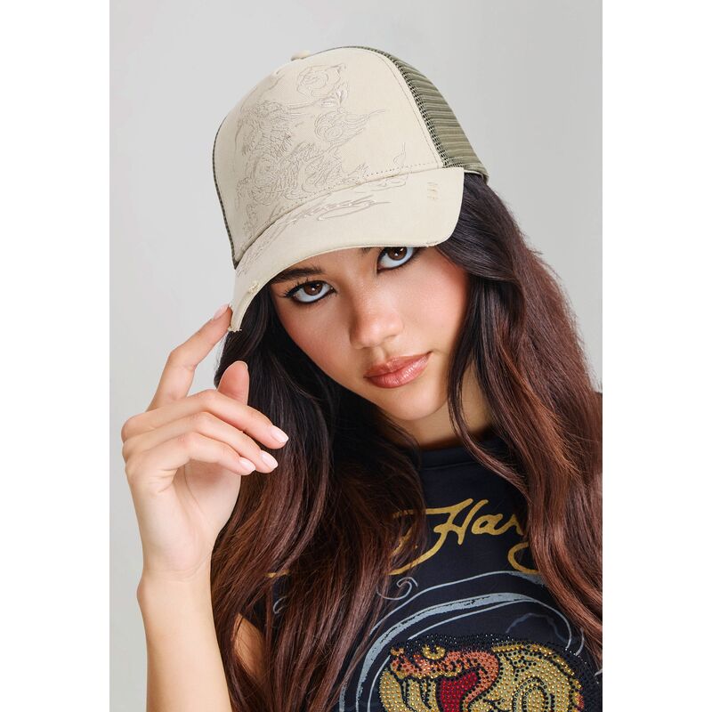 gorra-trucker-khaki-outline-dragon-de-ed-hardy