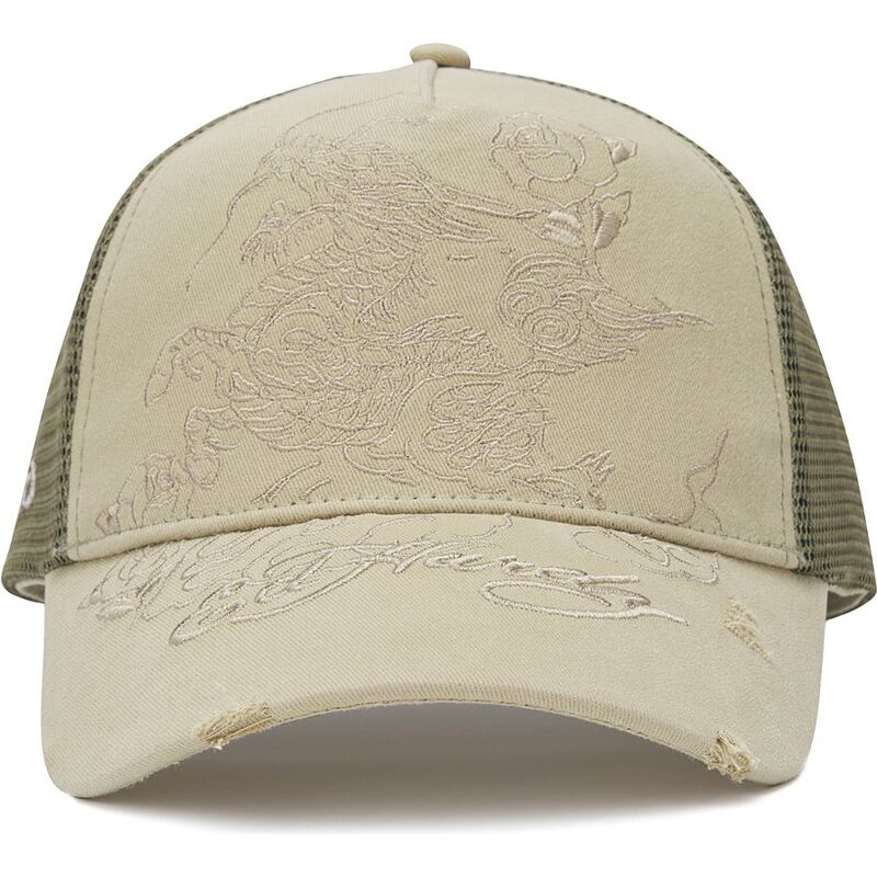 gorra-trucker-khaki-outline-dragon-de-ed-hardy
