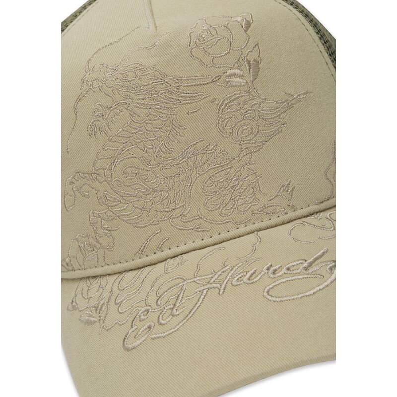 gorra-trucker-khaki-outline-dragon-de-ed-hardy