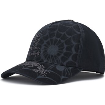 Gorra curva negra snapback Spiderweb de Ed Hardy