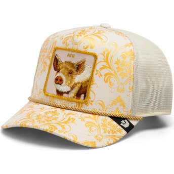 Gorra trucker dorada y blanca cerdo Ate Gilded Beast The Farm de Goorin Bros.