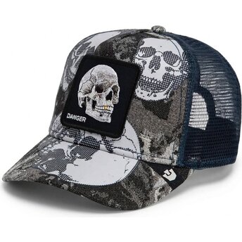 Goorin Bros. Skull Bone Head Danger The Farm Black and Blue Trucker Hat