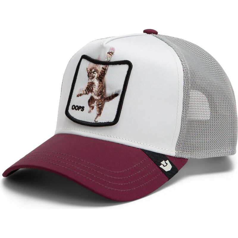 gorra-trucker-granate-y-blanca-gato-oops-migration-the-farm-de-goorin-bros