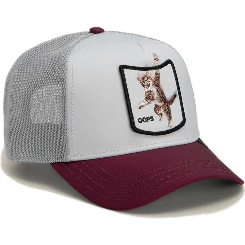 gorra-trucker-granate-y-blanca-gato-oops-migration-the-farm-de-goorin-bros