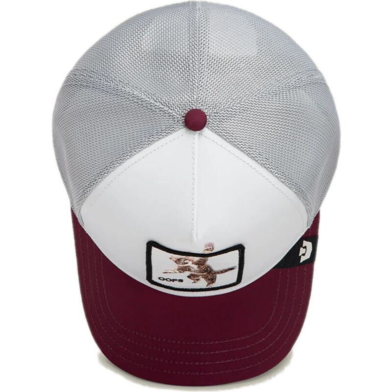 gorra-trucker-granate-y-blanca-gato-oops-migration-the-farm-de-goorin-bros