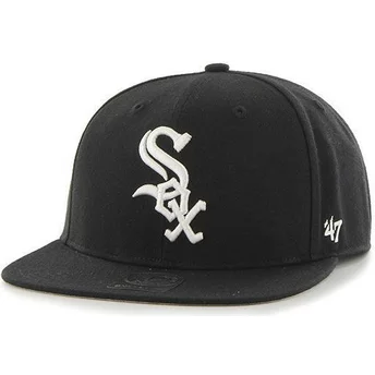 47 Brand Flat Brim MLB Chicago White Sox Smooth Black Snapback Cap
