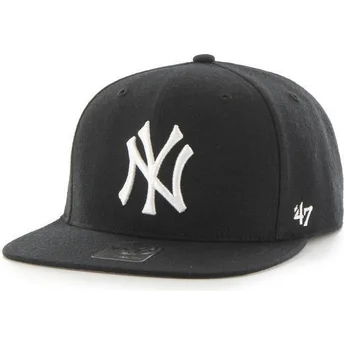 Płaska czapka czarna snapback gładki MLB New York Yankees 47 Brand