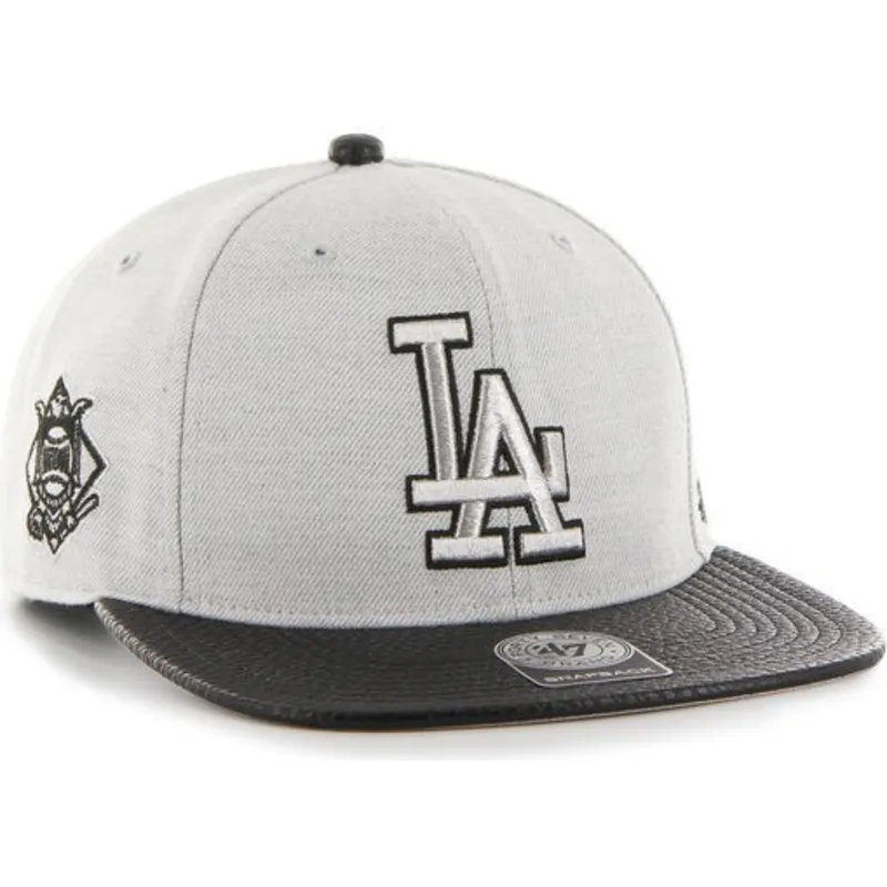 petten-plat-grijs-snapback-lateral-van-los-angeles-dodgers-mlb-van-47-brand